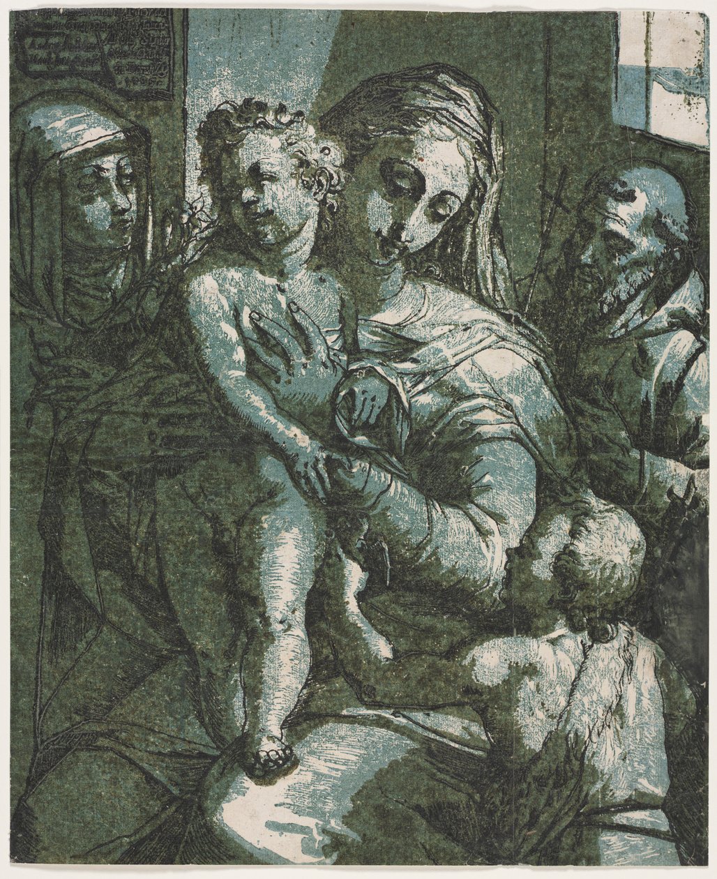 Dziewica z Dzieciątkiem ze św. Janem, św. Katarzyną ze Sieny i św. Franciszkiem, 1585. autorstwa Andrea Andreani