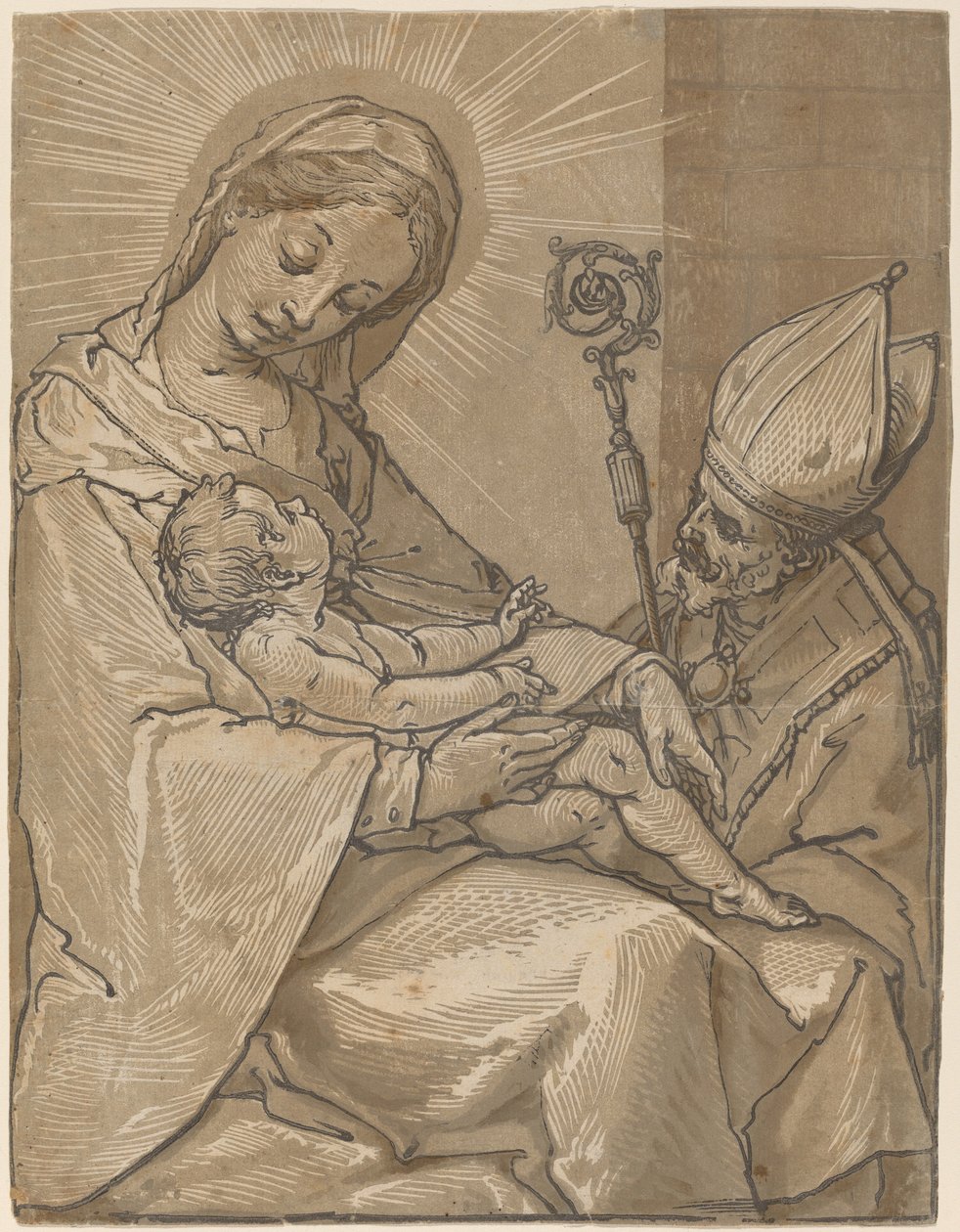 Madonna z Dzieciątkiem z Biskupem autorstwa Andrea Andreani after Alessandro Casolani
