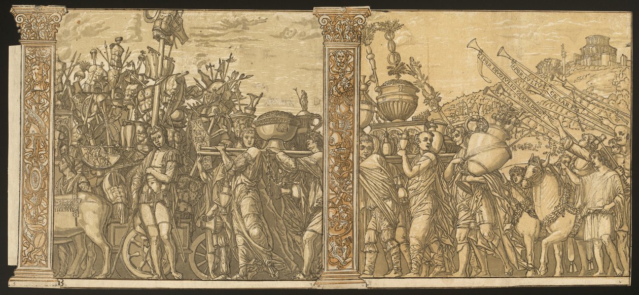 Triumf Juliusza Cezara [nr 3 i 4 plus 2 kolumny] autorstwa Andrea Andreani after Andrea Mantegna