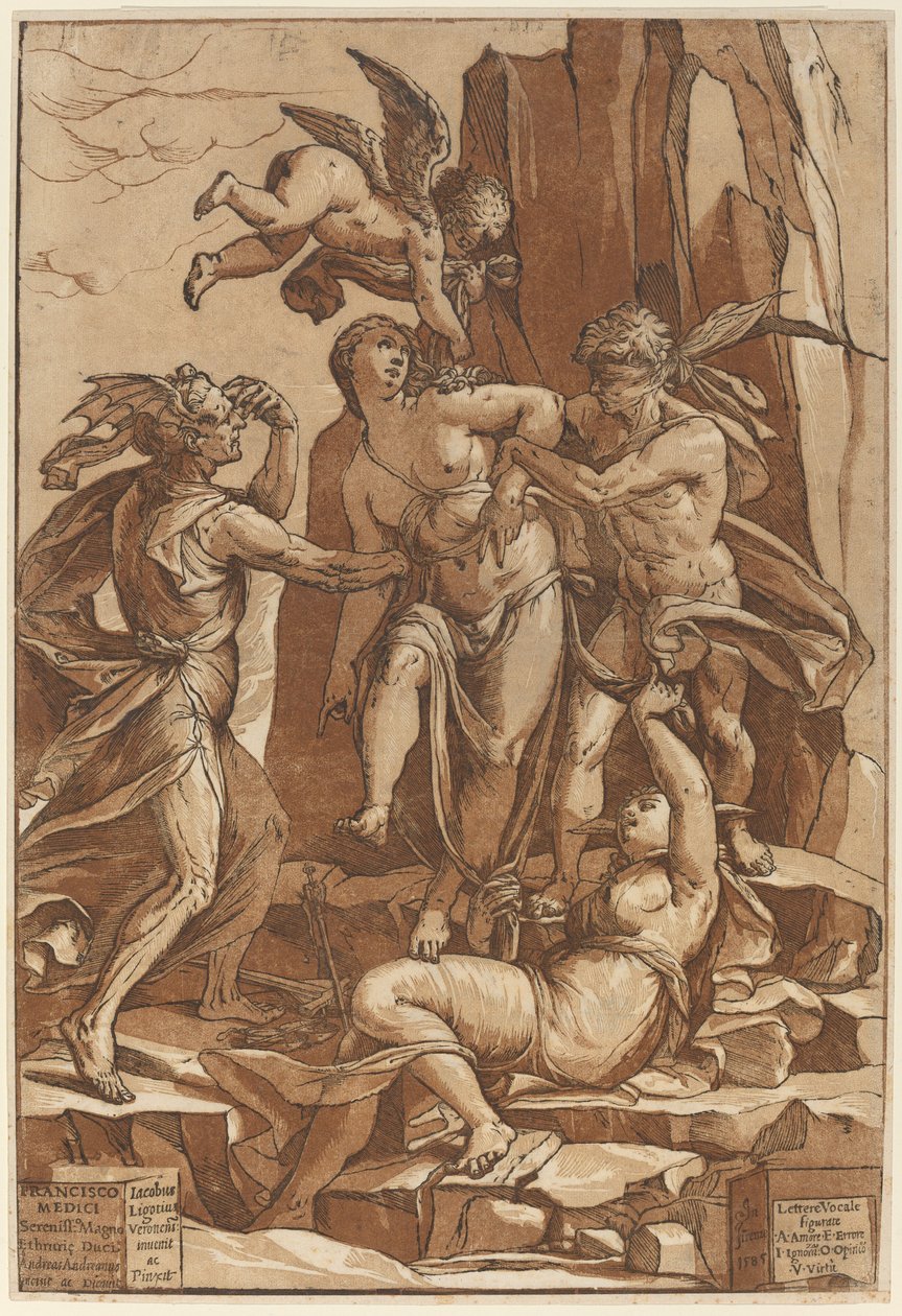 Alegoria cnoty autorstwa Andrea Andreani after Jacopo Ligozzi