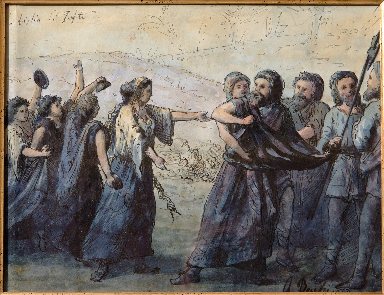 Córka Jeftego (akwarela) rysunek tuszem indyjskim, cm. 31x23,5. autorstwa Andrea Becchi