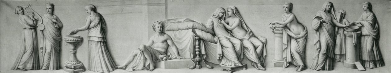 Panel grisaille przedstawiający sceny oparte na małżeństwie Aldobrandini autorstwa Andrea Casali
