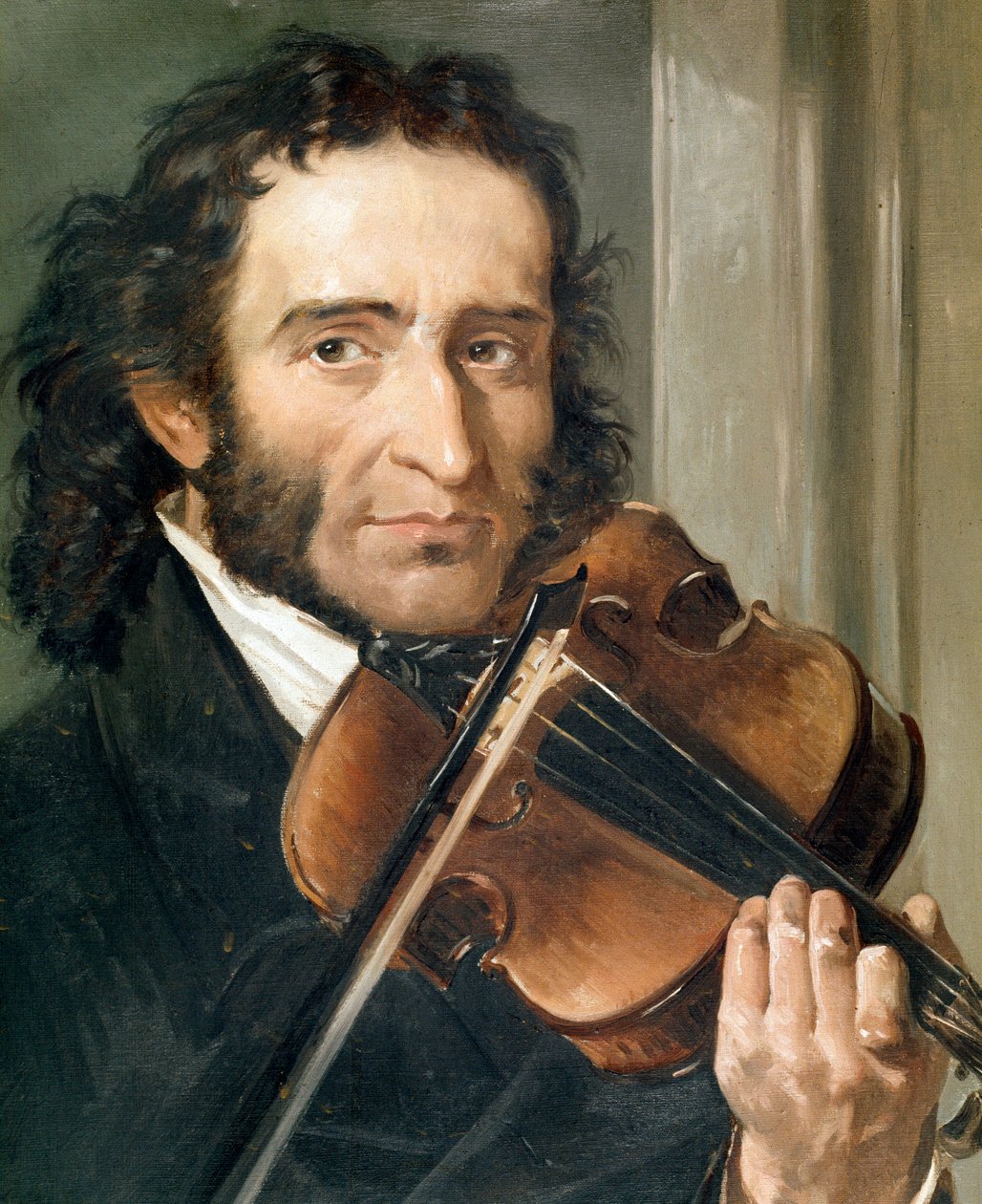 Portret Nicolo Paganiniego (1782-1840) włoskiego skrzypka i kompozytora. autorstwa Andrea Cefaly