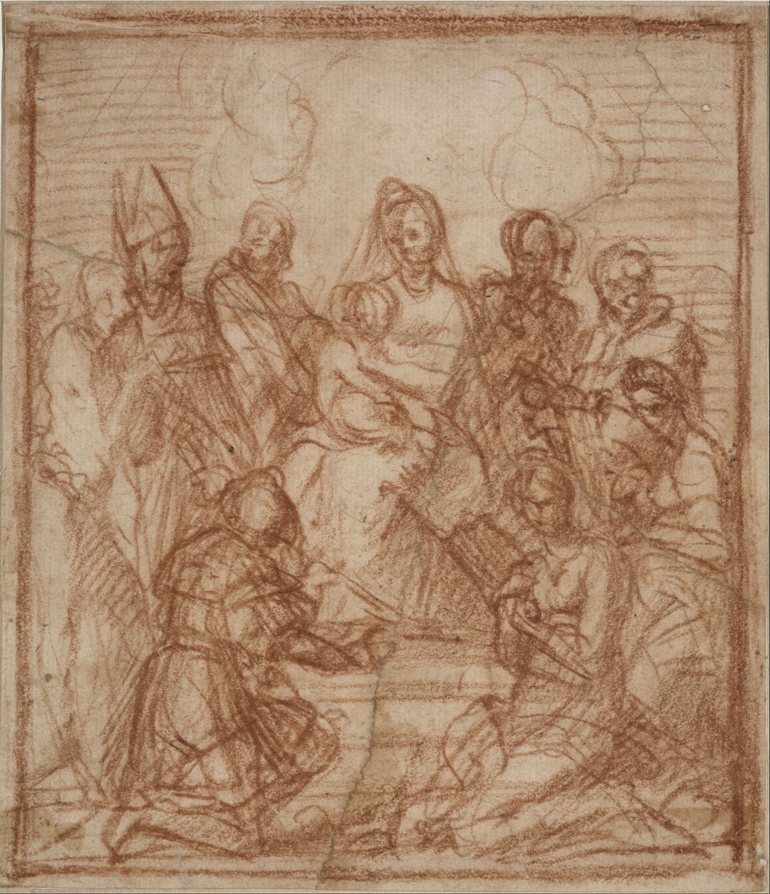 Madonna na tronie z Dzieciątkiem i ośmioma świętymi (studium kompozycji do obrazu ołtarzowego w Sarzanie) autorstwa Andrea del Sarto