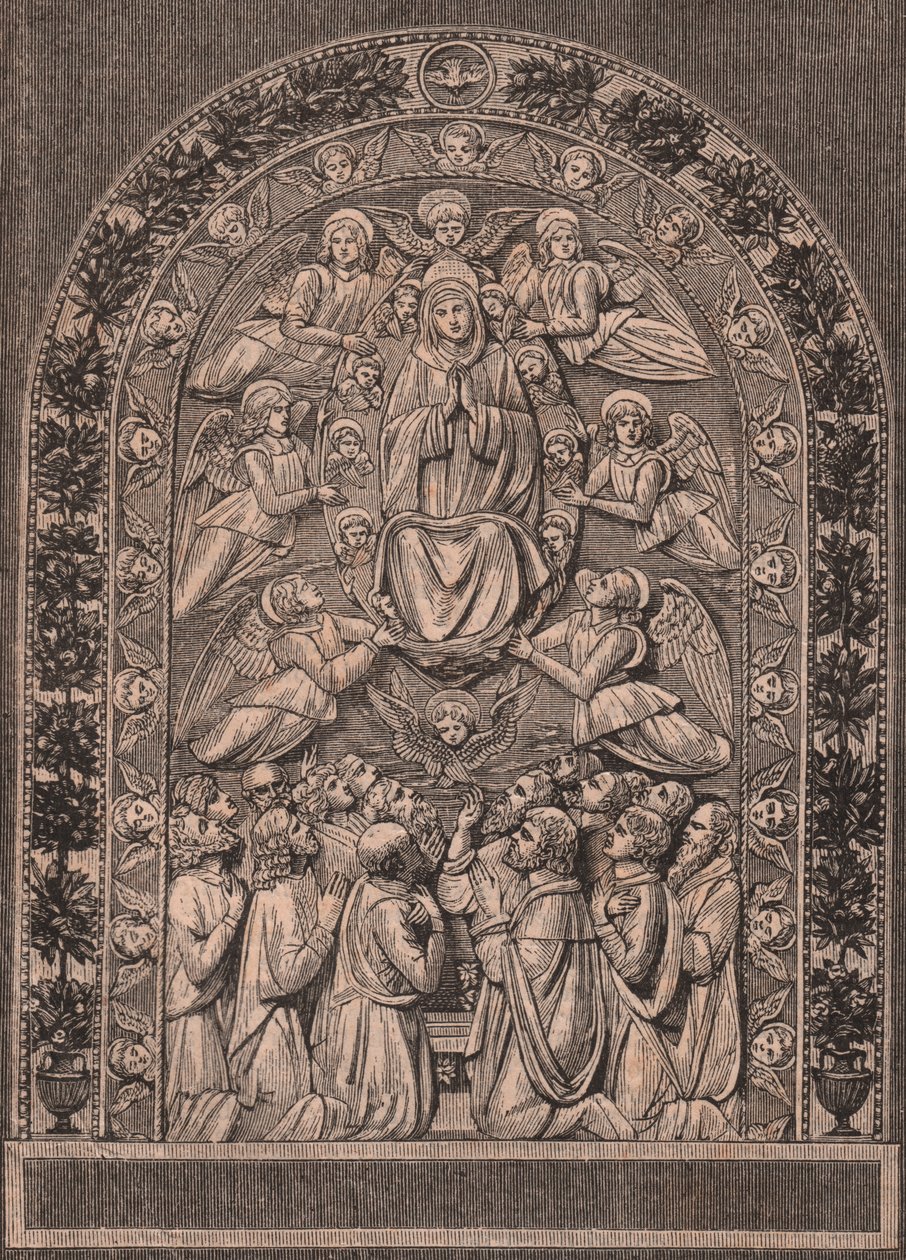 Wniebowzięcie NMP, warsztat Andrea della Robbia (1435-1525 lub 1528), Pinacoteca di Citta di Castello, Umbria, Włochy, drzeworyt z Le cento citta d