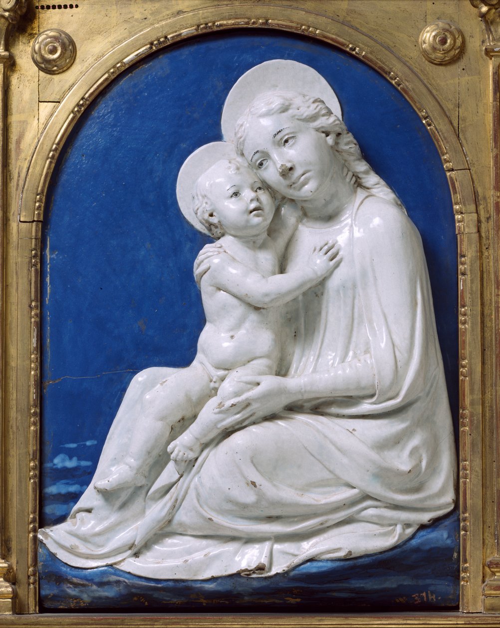 Madonna z Dzieciątkiem (Madonna Pokory) (glazurowana terakota) autorstwa Andrea Della Robbia