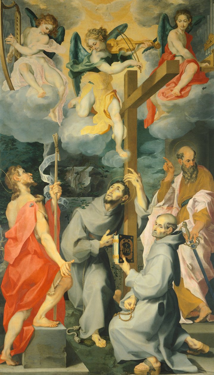 Ołtarz przedstawiający świętych Chrzciciela, Franciszka, Bernarda i Pawła w ekstazie, autorstwa Andrea Lilio (1555-1610) autorstwa Andrea Lilio
