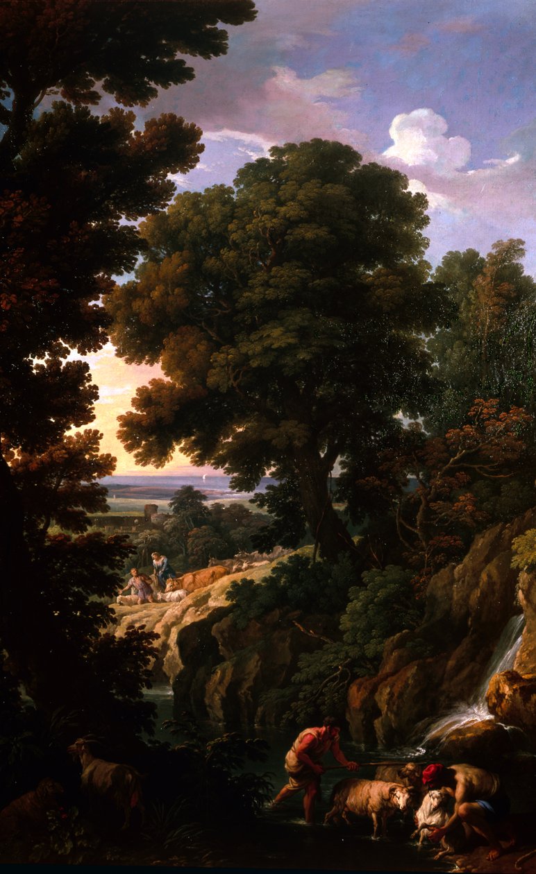 Pejzaż z pasterzami, ok. 1730 (olej na płótnie) autorstwa Andrea Locatelli
