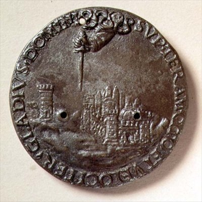 Medal „Ręka, która zagraża Florencji” (brąz) autorstwa Andrea and Luca Della Robbia