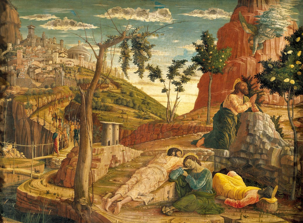 Andrea Mantegna Agonia w ogrodzie (1431-1506), Tempera na desce, 71x94 cm autorstwa Andrea Mantegna