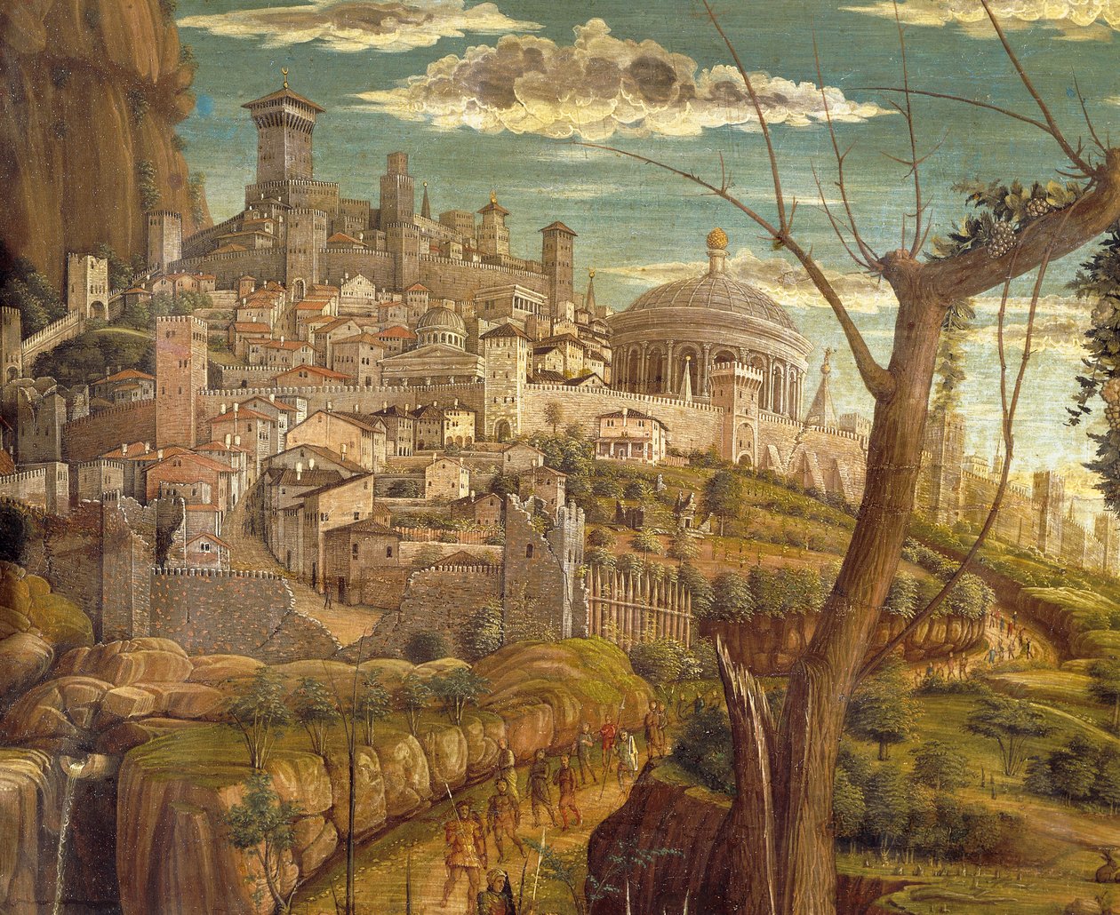 Andrea Mantegna Agonia w ogrodzie (1431-1506), tempera na desce, 71x94 cm, widok szczegółowy Jerozolimy autorstwa Andrea Mantegna