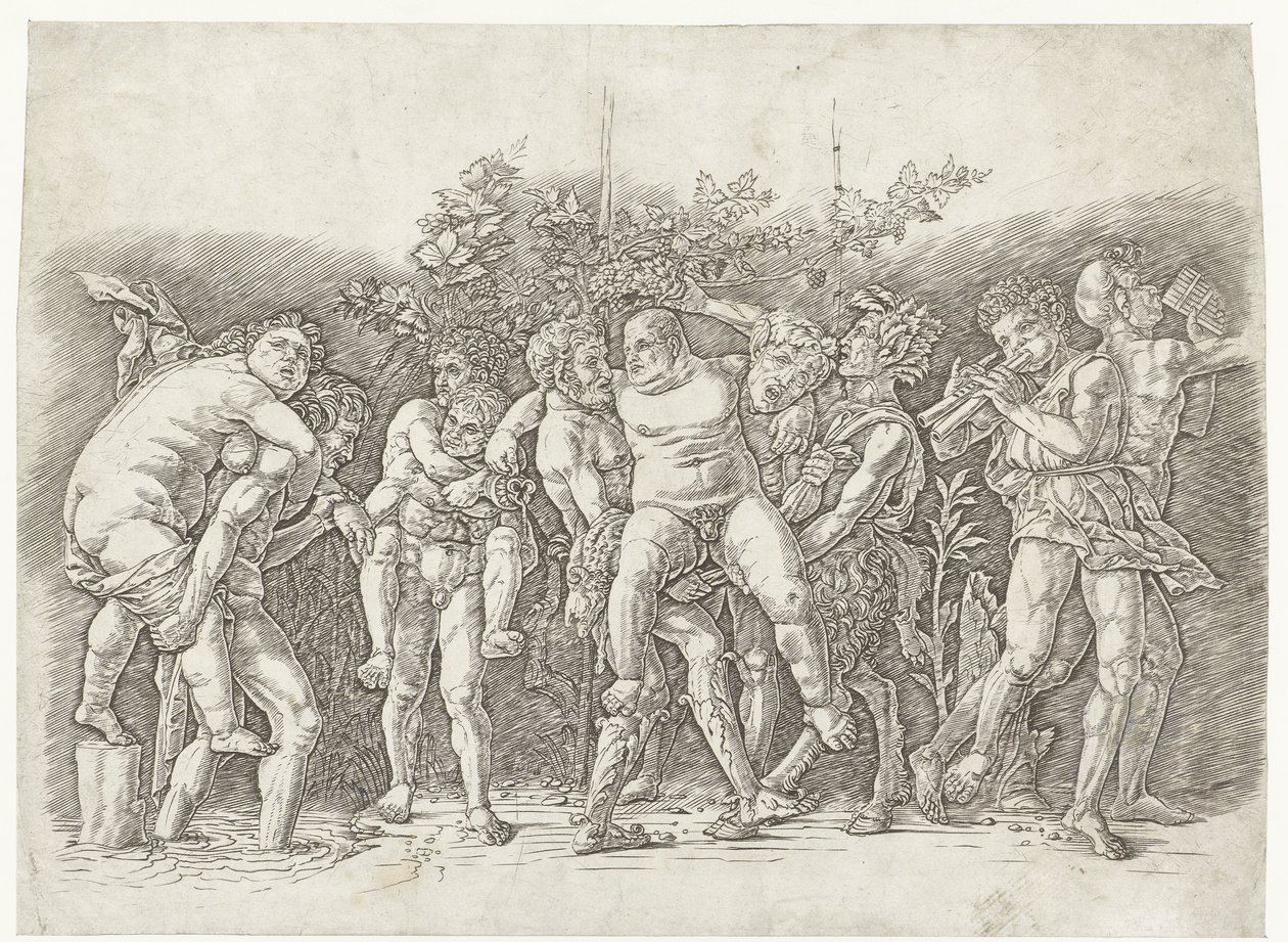 Bacchanal spotkał Silenusa autorstwa Andrea Mantegna