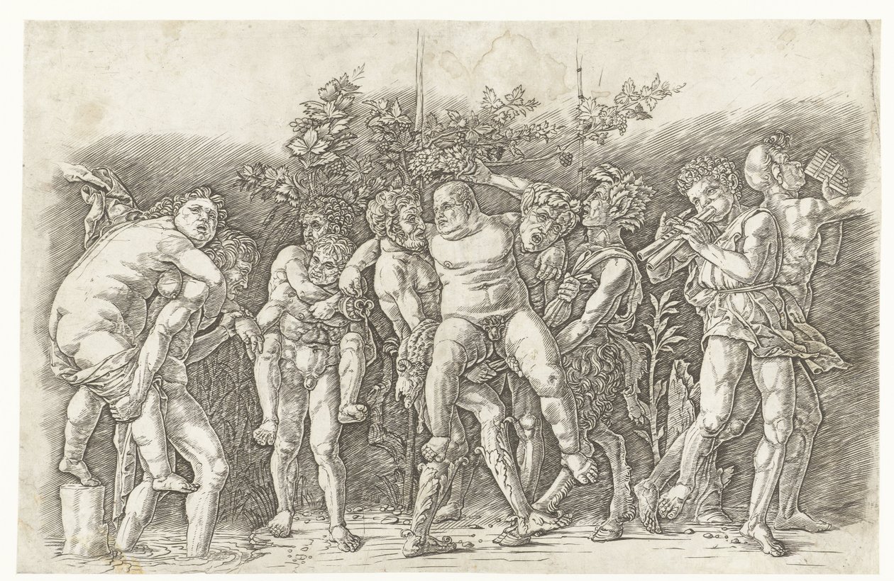 Bacchanal spotkał Silenusa autorstwa Andrea Mantegna