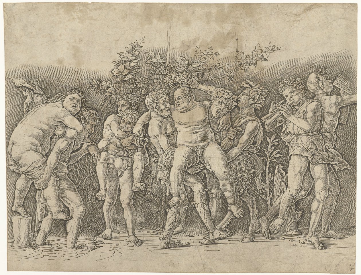 Bacchanal spotkał Silenusa autorstwa Andrea Mantegna