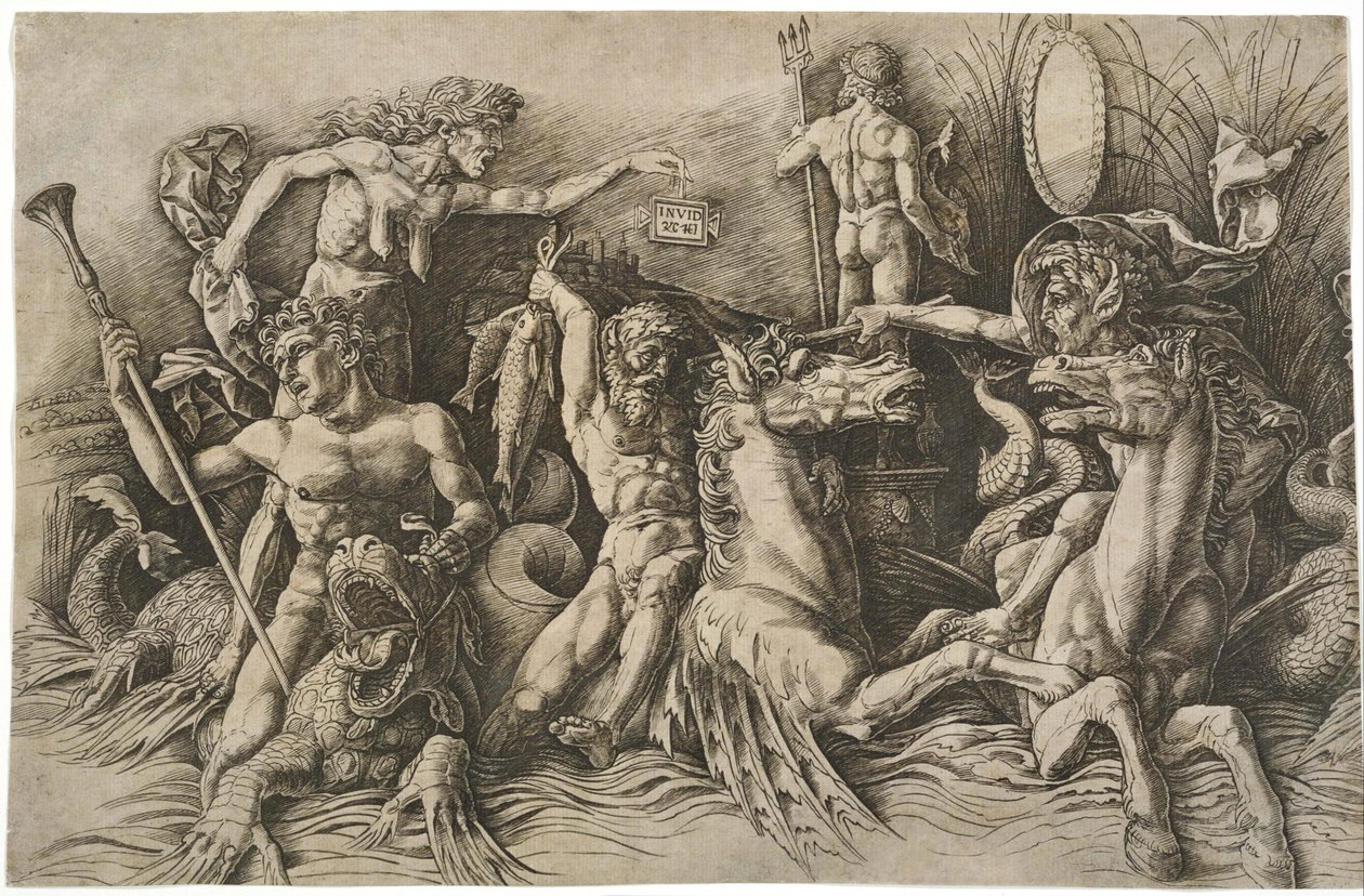 Bitwa morskich bogów autorstwa Andrea Mantegna