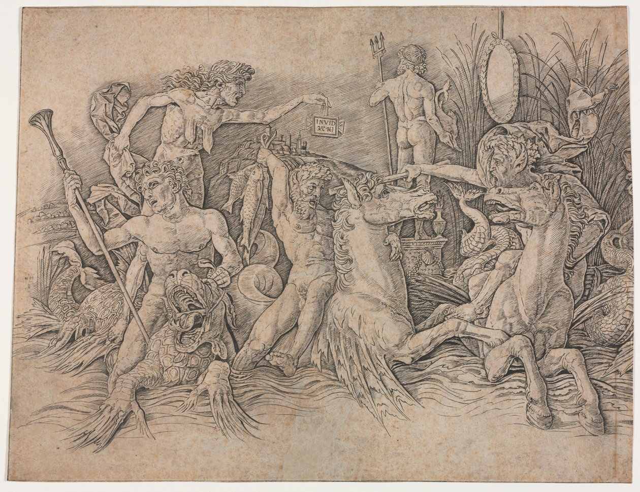 Bitwa Bogów Morskich – lewa część autorstwa Andrea Mantegna