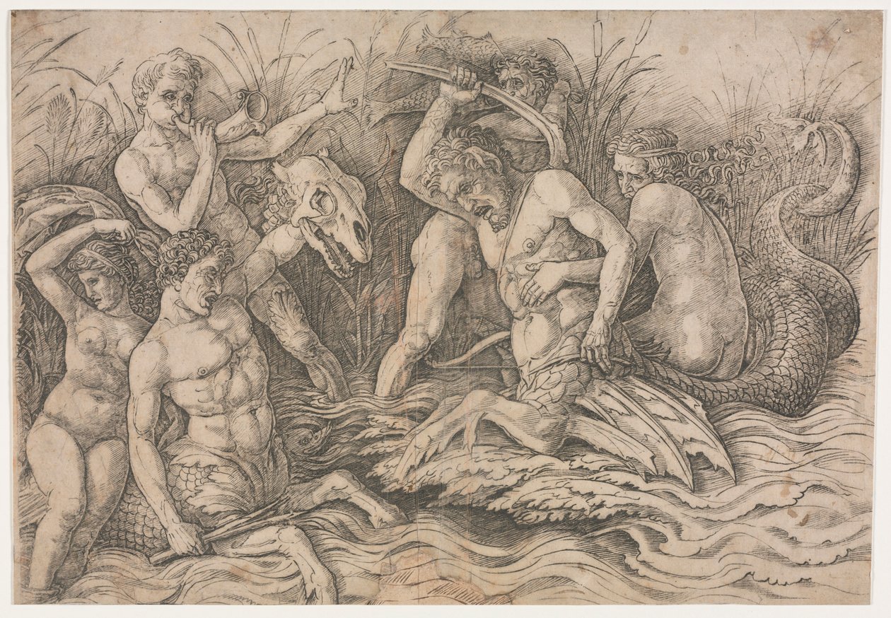 Bitwa Bogów Morskich – część prawa, ok. 1930 r. 1485-88. autorstwa Andrea Mantegna