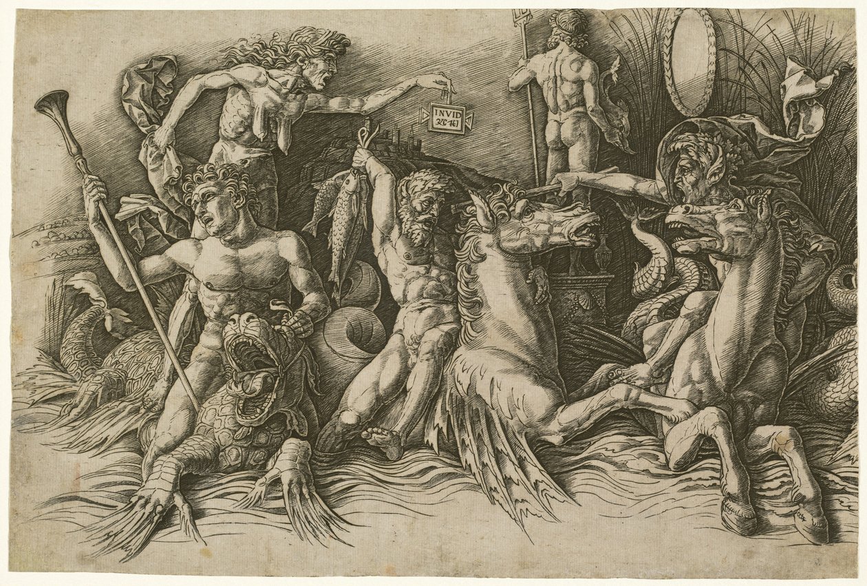 Bitwa bogów morza [lewa połowa] autorstwa Andrea Mantegna