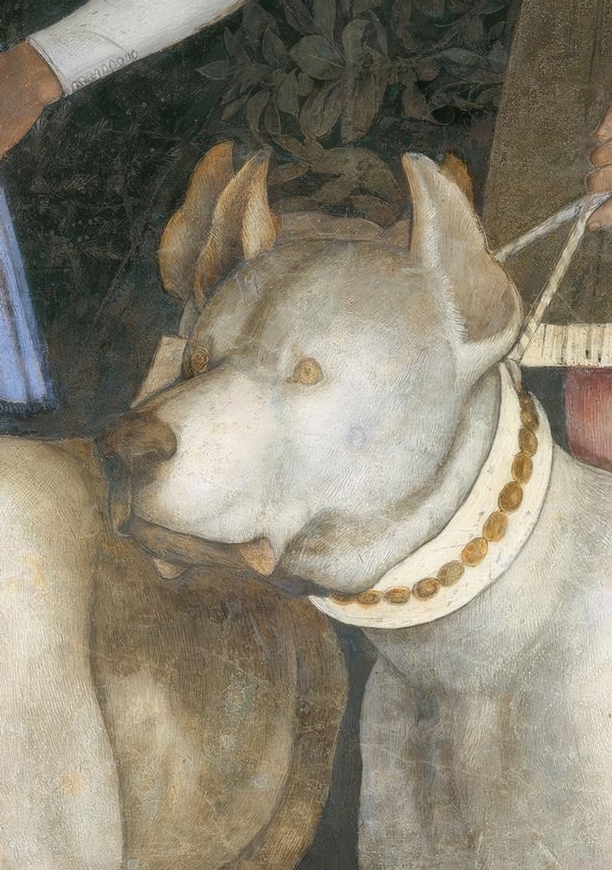 Spotkanie margrabiego Lodovico III Gonzagi z jego autorstwa Andrea Mantegna
