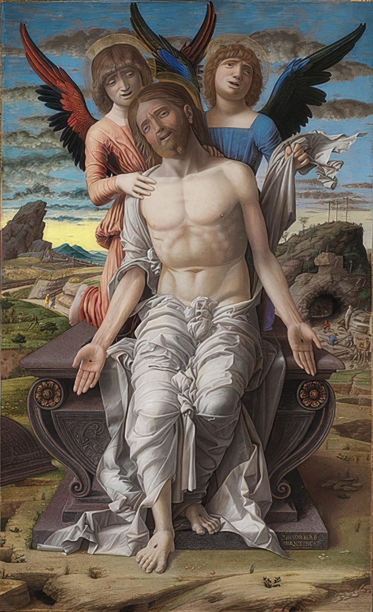 Chrystus jako Mąż boleści. 1495-1500 autorstwa Andrea Mantegna