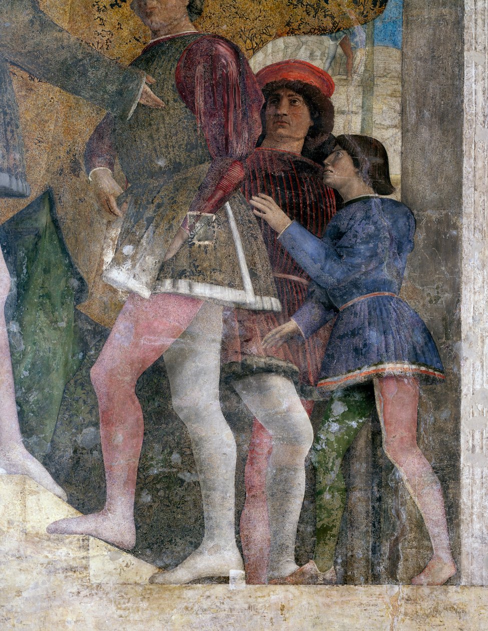 Dworzanie, fragment ze ściany sądu autorstwa Andrea Mantegna