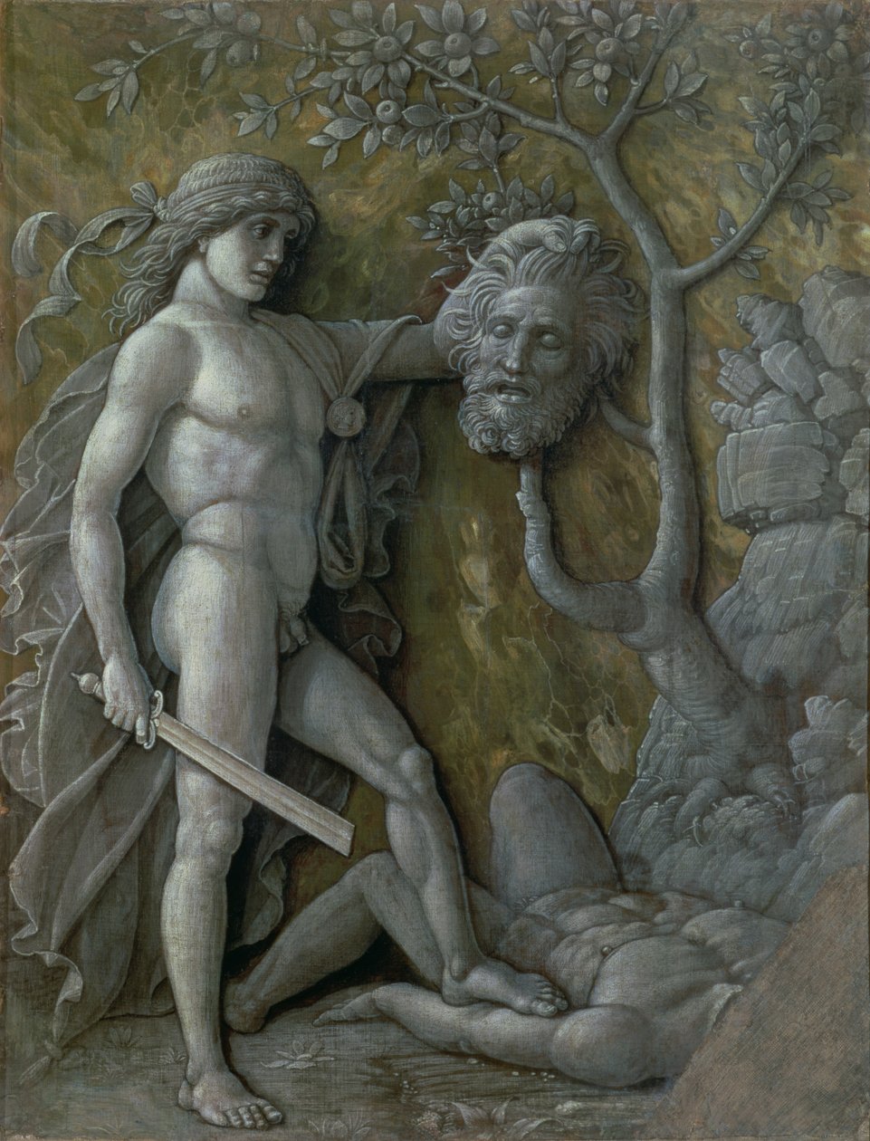 Dawid z głową Goliata, ok. 1490-95 autorstwa Andrea Mantegna