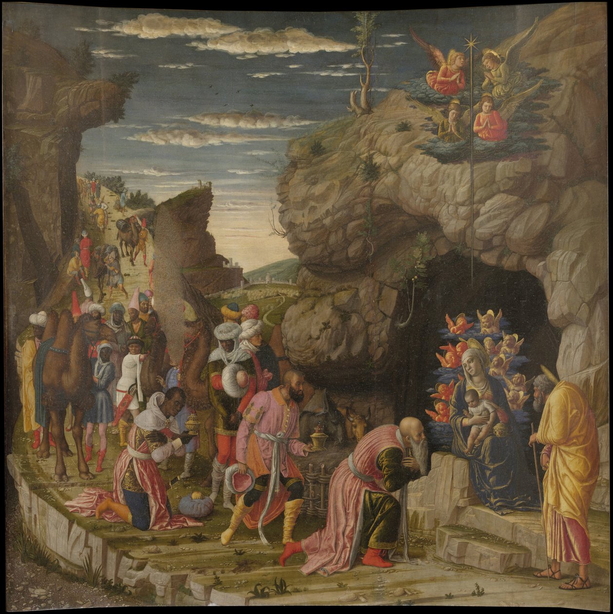 Tryptyk Objawienia Pańskiego z Uffizi Tryptich Uffizi, panel środkowy, ok. 1463-1464 autorstwa Andrea Mantegna