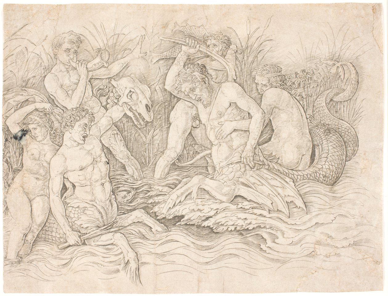 Bitwa Bogów Morskich, prawa połowa autorstwa Andrea Mantegna