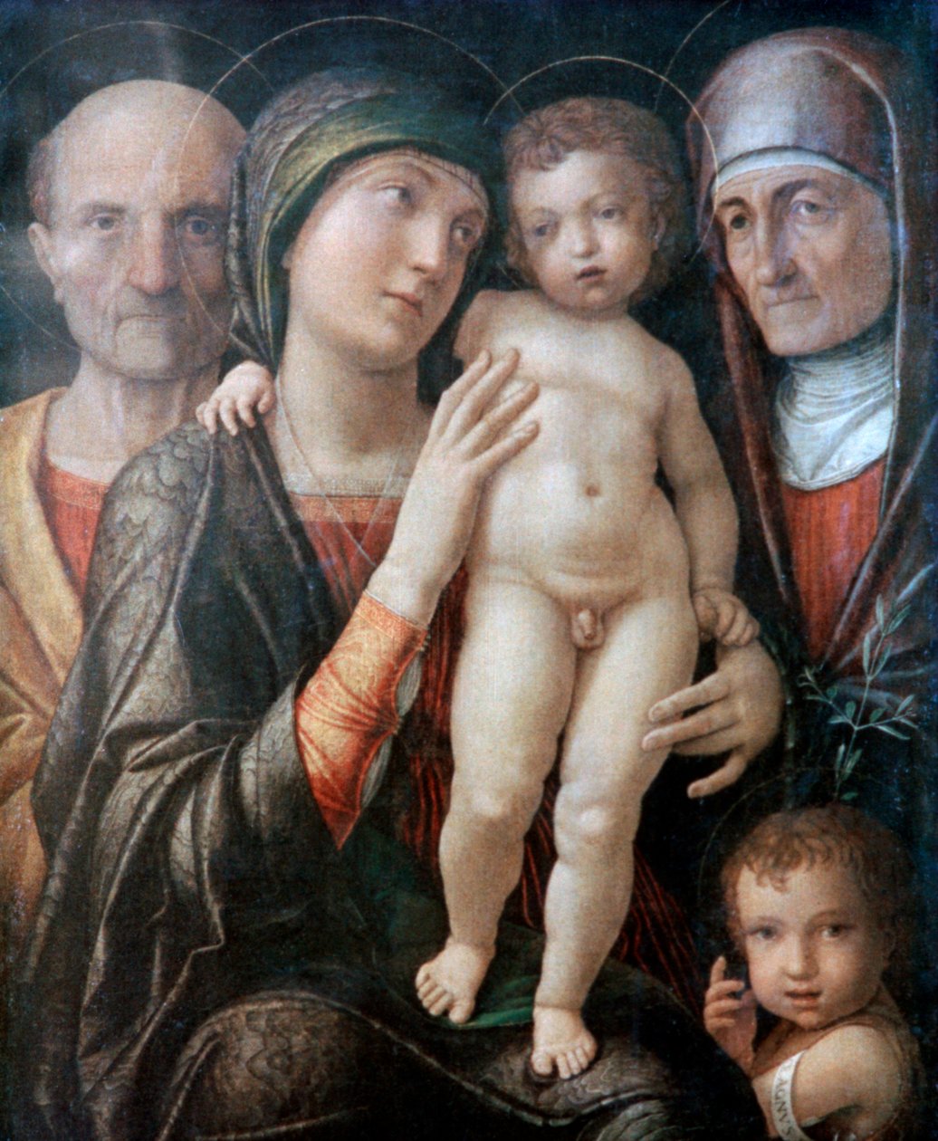 Święta Rodzina ze św. Elżbietą i św. Janem Chrzcicielem w dzieciństwie, ok. 1495-1500 autorstwa Andrea Mantegna