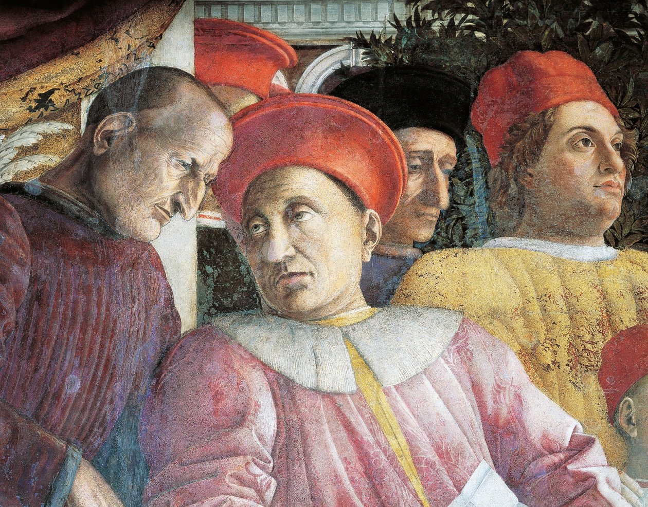 Ludovico Gonzaga i doradca Marsilio Andreasi, fragment z Court Wall autorstwa Andrea Mantegna
