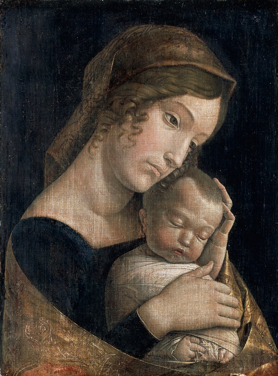 Madonna i śpiące dziecko Andrea Mantegna (1431-1506), tempera klejona na płótnie, 43x32 cm autorstwa Andrea Mantegna