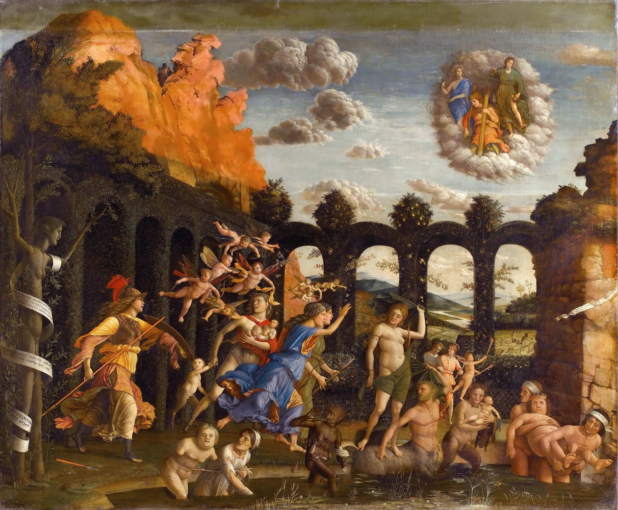 Minerwa wypędzająca występki z Ogrodu Cnoty autorstwa Andrea Mantegna