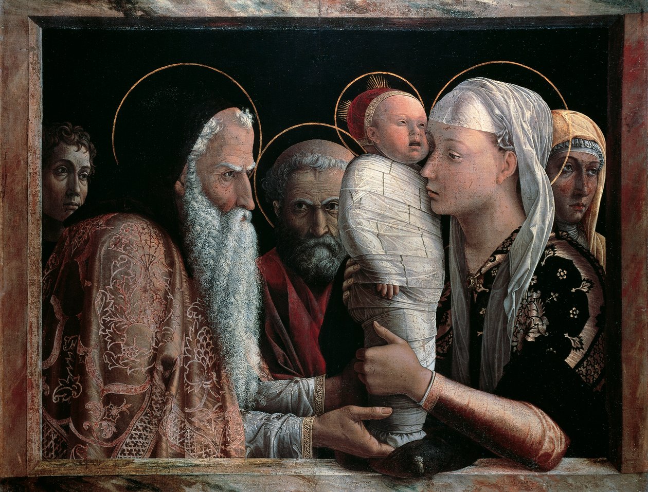 Prezentacja w świątyni Andrea Mantegna (1431-1506), tempera na płótnie, 67x86 cm autorstwa Andrea Mantegna