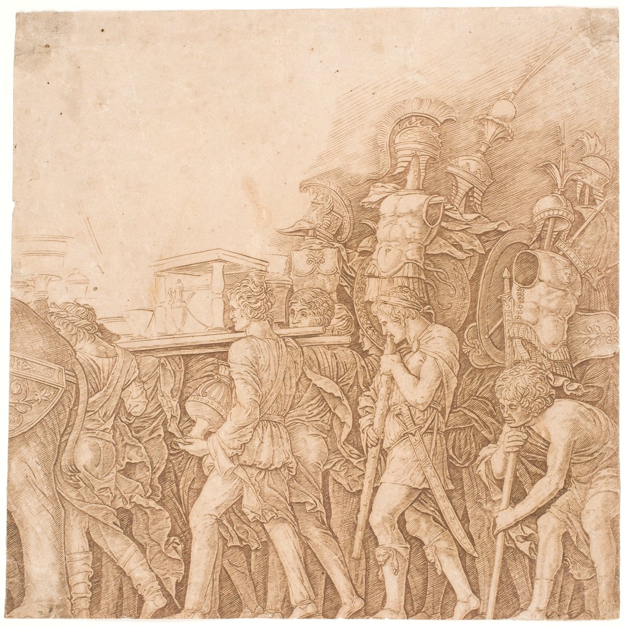 Żołnierze niosący trofea autorstwa Andrea Mantegna
