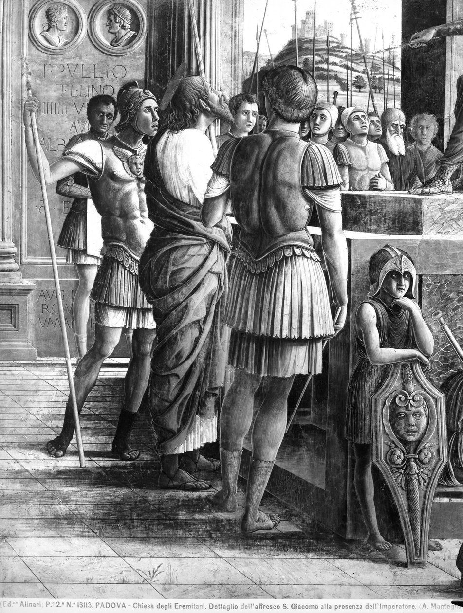 Św. Jakub Wielki przyprowadzony przed króla Heroda Agryppę (więcej) autorstwa Andrea Mantegna