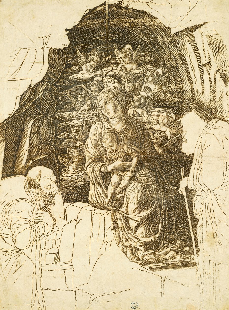 Studium Adoracji Trzech Króli autorstwa Andrei Mantegny (1431-1506), rysunek autorstwa Andrea Mantegna