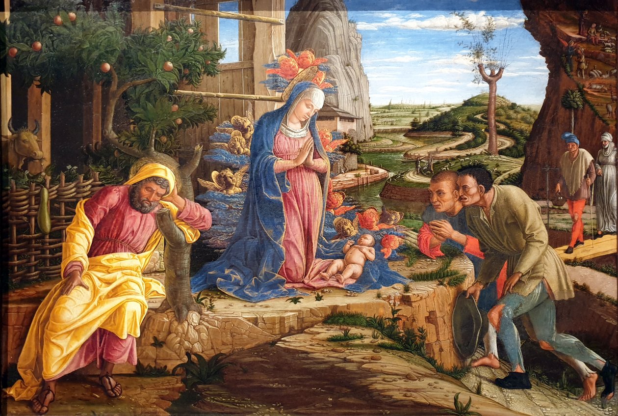 Adoracja pasterzy autorstwa Andrea Mantegna