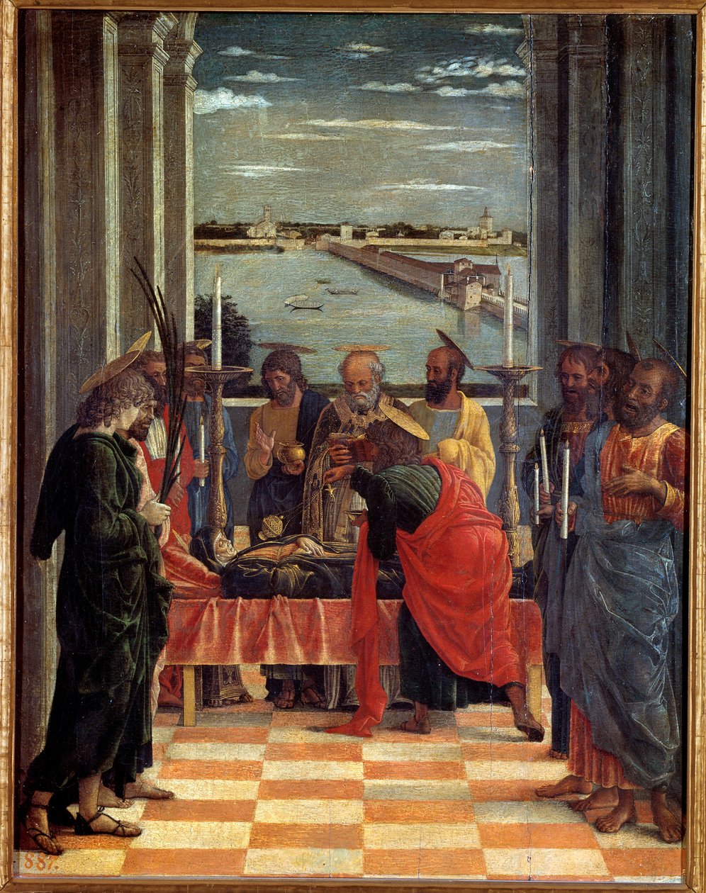 Śmierć Dziewicy Obraz Andrea Mantegna (1431-1506) 1461 Nd. 0,54x0,42 m Madryt, Muzeum Prado - Śmierć Dziewicy. Obraz Andrei Mantegny (1431-1506) autorstwa Andrea Mantegna