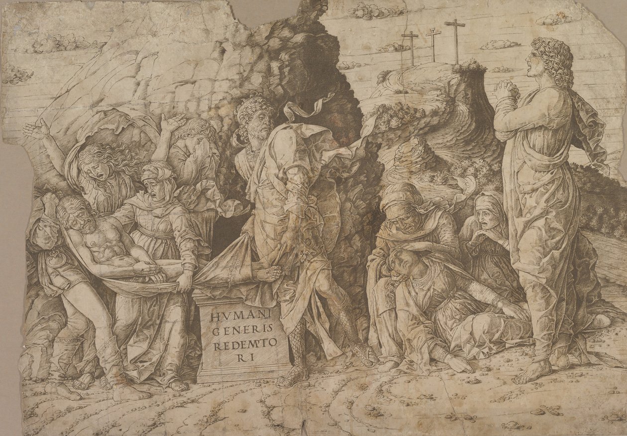 Złożenie do grobu Chrystusa, ca. 1465-75. autorstwa Andrea Mantegna