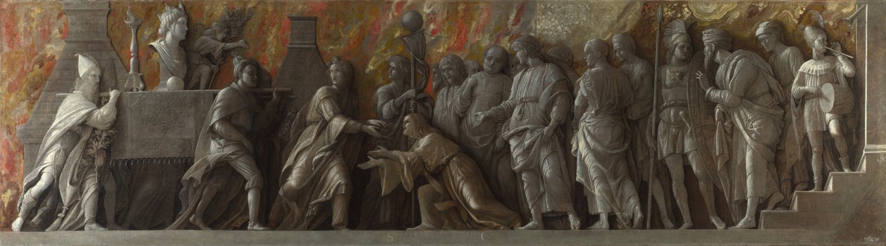 Wprowadzenie kultu Kybele w Rzymie, c. 1505 autorstwa Andrea Mantegna