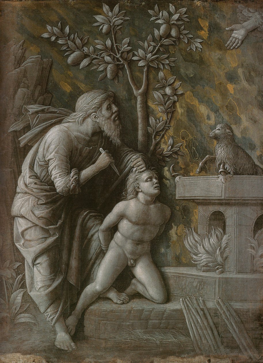 Ofiara Izaaka, ok. 1490-1495 autorstwa Andrea Mantegna