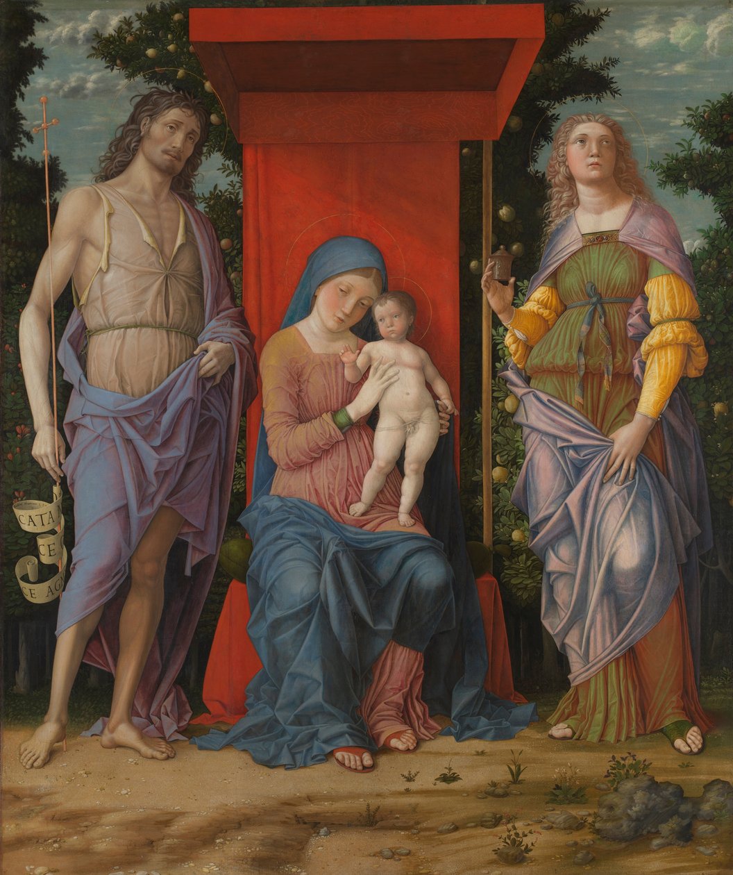Matka Boska z Dzieciątkiem i świętymi autorstwa Andrea Mantegna