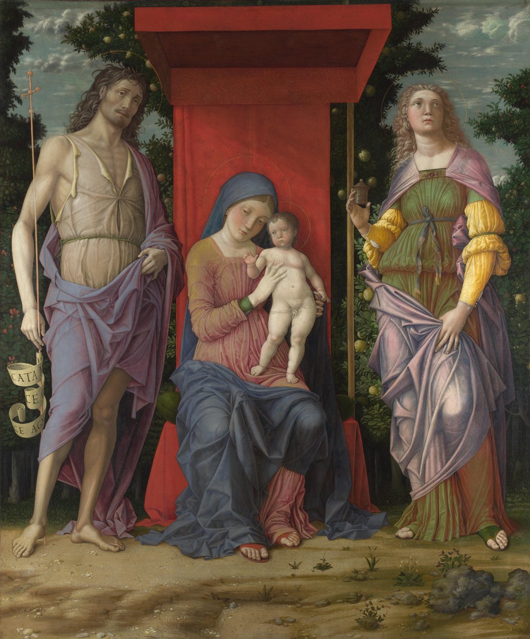 Dziewica z Dzieciątkiem z Magdaleną i św. 1495 autorstwa Andrea Mantegna