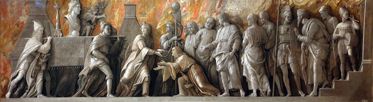 Wprowadzenie kultu Cybele w Rzymie autorstwa Andrea Mantegna