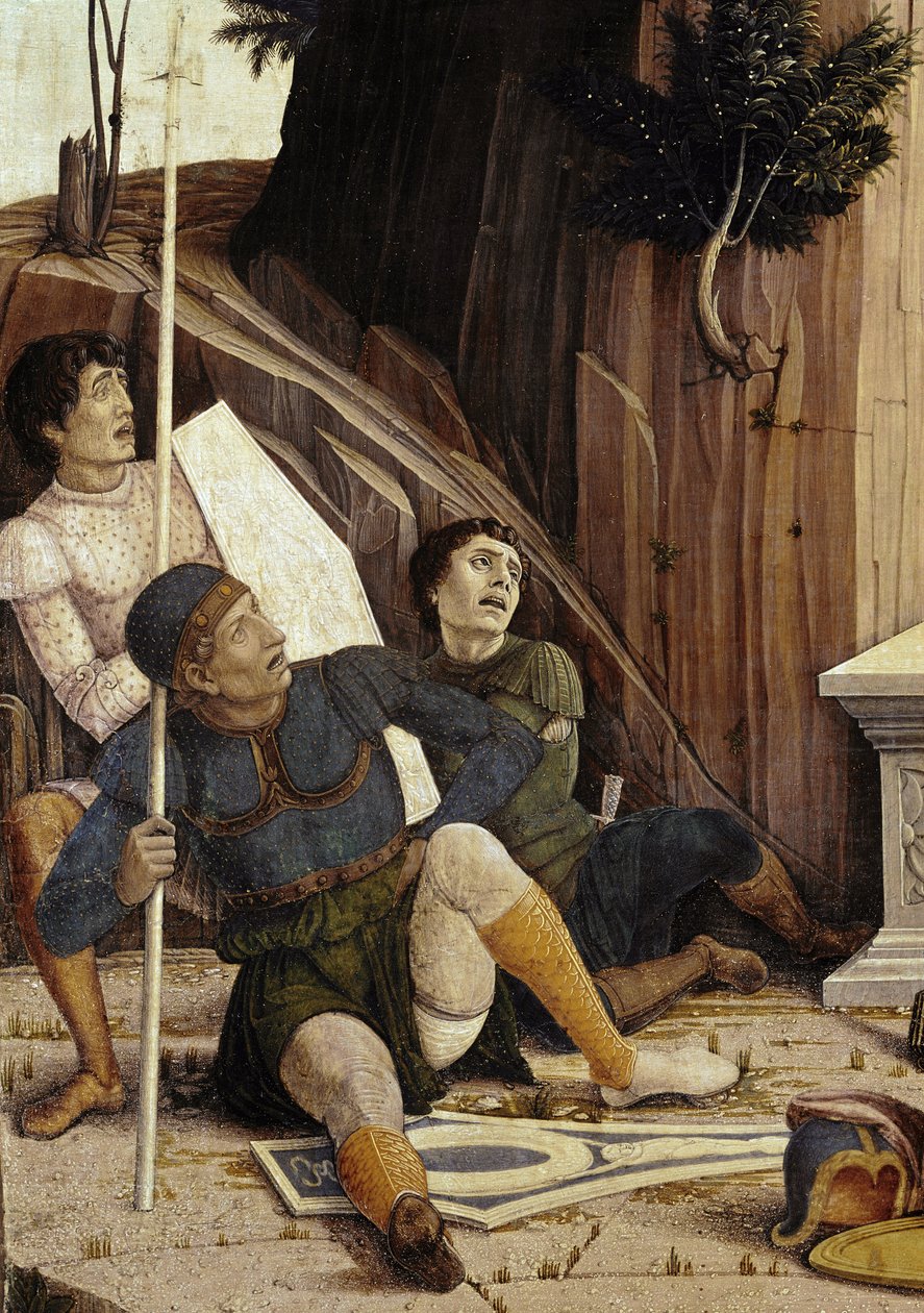 Zmartwychwstanie, fragment predelle ołtarza San Zeno (tempera na desce) autorstwa Andrea Mantegna