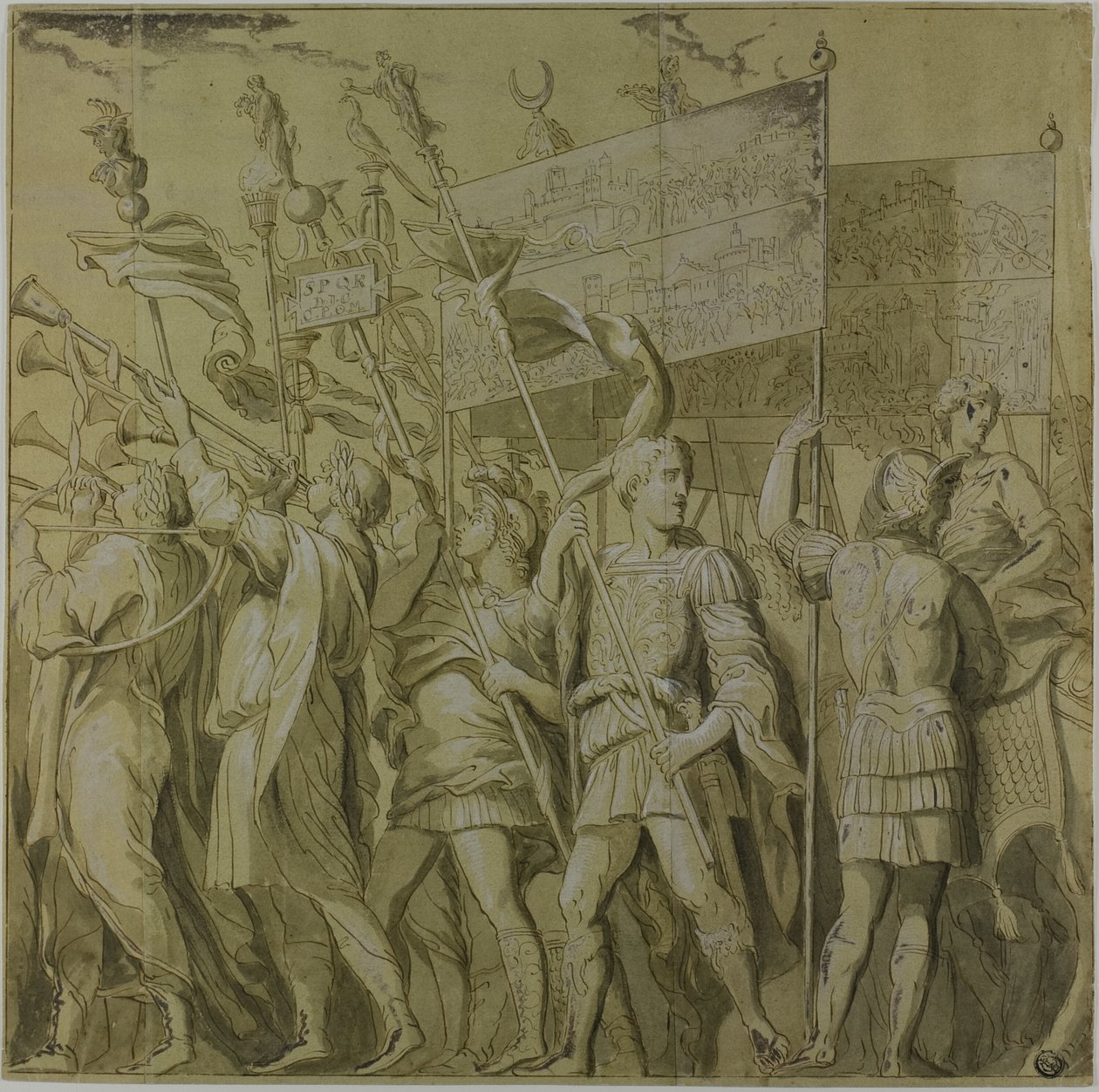 Triumfy Juliusza Cezara: Płótno nr I autorstwa Andrea Mantegna