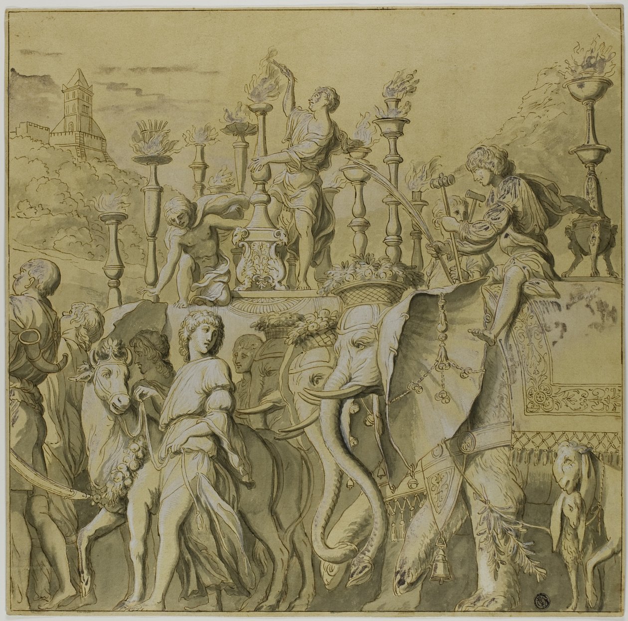Triumfy Juliusza Cezara: Płótno nr V autorstwa Andrea Mantegna