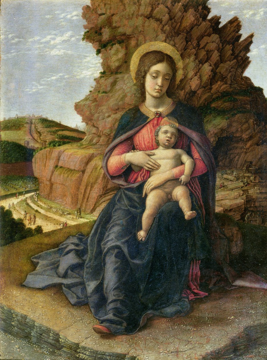 Dziewica z Dzieciątkiem, znana również jako Madonna z kamieniołomu, ok. 1480 (tempera na panelu) autorstwa Andrea Mantegna
