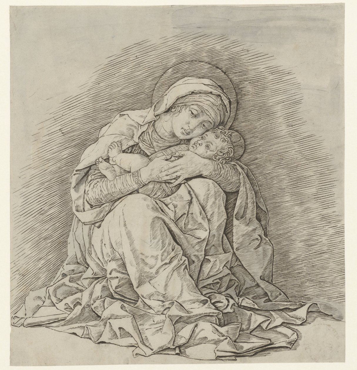 Siedząca Maryja z Dzieciątkiem autorstwa Andrea Mantegna