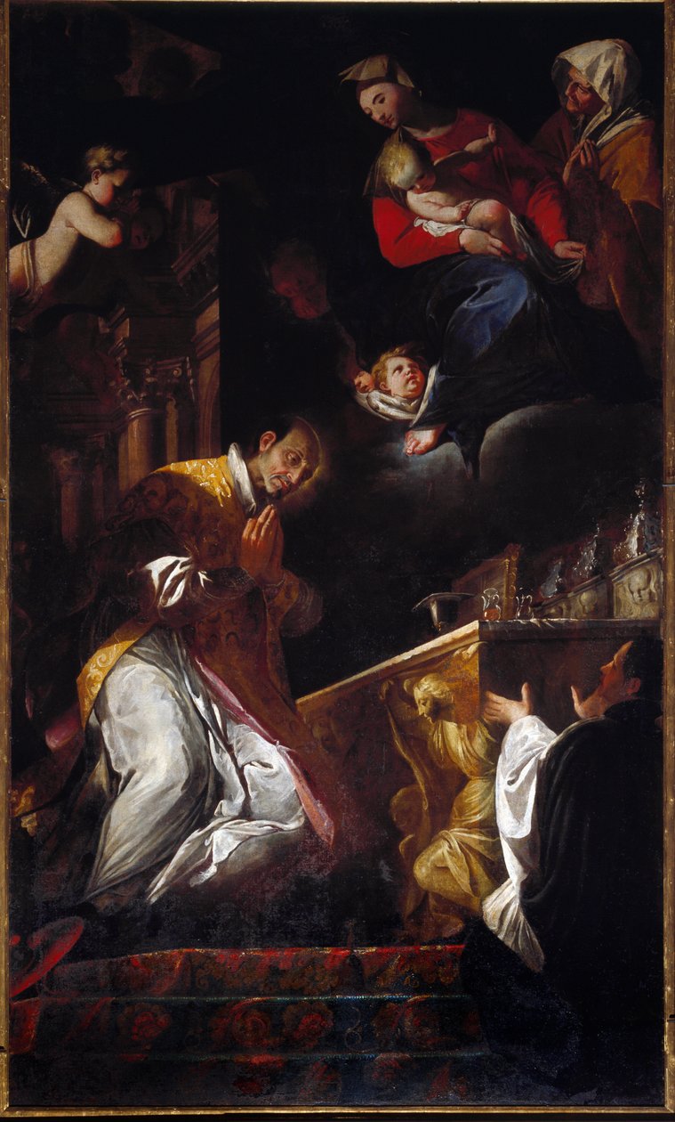Reprezentacja San Francesco Borgia (św. Francois Borgia) (1510-1572) Jezuita i hiszpański święty Obraz Andrea Pozzo (1642-1709) Genes, kościół Santi Andrea e Ambrogio autorstwa Andrea Pozzo
